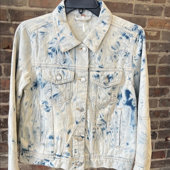 Free People Cream and Blue Denim Jacket - Picture 5 of 5